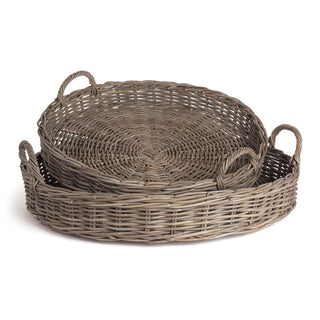 NORMANDY EXTRA LARGE LOW ROUND BASKETS, SET OF 2