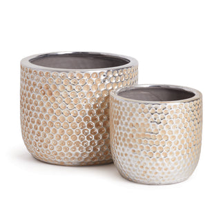 IMPRESSION ROUND POTS, SET OF 2