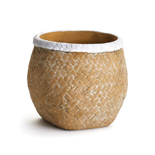 BASKETWEAVE DRUM POT SMALL