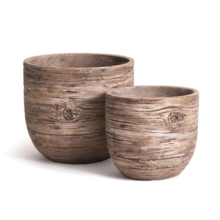 WILDER FAUX BOIS POTS, SET OF 2