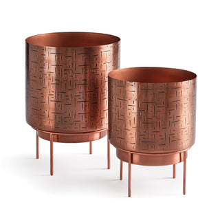 SOLARIS CACHEPOTS ON STANDS, SET OF 2
