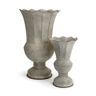 GALVANIZED SCALLOPED URNS 13" & 20", SET OF 2