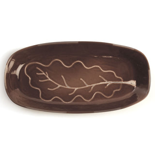 AUTUMN OAK LEAF PLATTER DARK BROWN