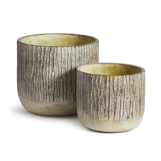 LAHR FAUX BOIS POTS, SET OF 2