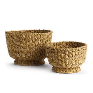 SEAGRASS DECORATIVE FOOTED BOWLS, SET OF 2