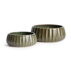 BRITTANI DECORATIVE LOW BOWLS, SET OF 2