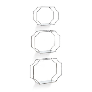 HUDSON MIRRORED WALL SHELVES, SET OF 3
