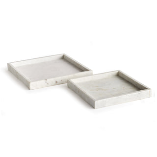 AMANI SQUARE MARBLE TRAYS LARGE, SET OF 2