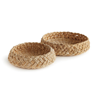ABACA FRENCH BRAIDED BASKETS, SET OF 2