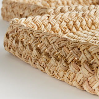 ABACA FRENCH BRAIDED SQUARE TRAYS, SET OF 2