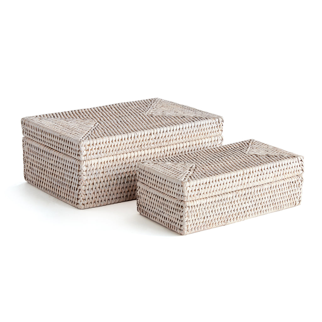 BURMA RATTAN RECTANGULAR LIDDED BOXES, SET OF 2 – Napa Home & Garden