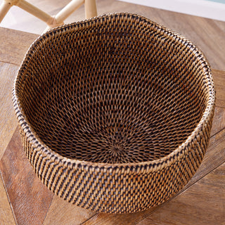 BURMA RATTAN  FOOTED CACHEPOT