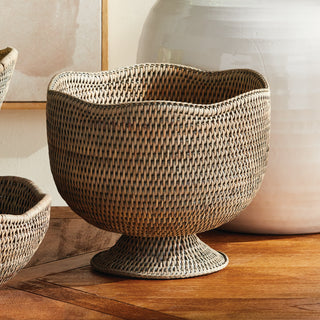 BURMA RATTAN FOOTED CACHEPOT