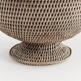BURMA RATTAN FOOTED CACHEPOT