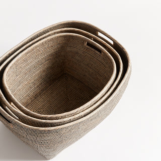 BURMA RATTAN FAMILY BASKETS, SET OF 3