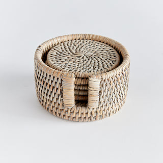 BURMA RATTAN COASTERS, SET OF 6
