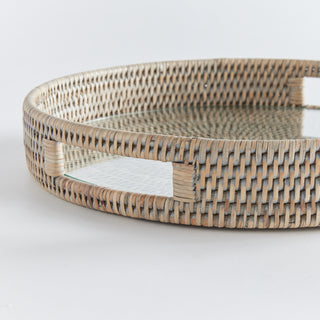 BURMA RATTAN ROUND SERVING TRAY