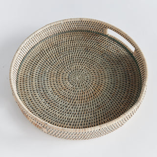 BURMA RATTAN ROUND SERVING TRAY