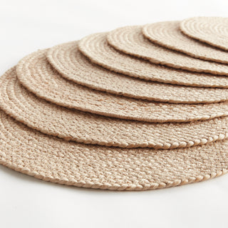 JUTE COIL ROUND PLACEMATS, SET OF 8