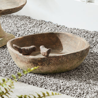 WEATHERED GARDEN SQUARE BIRD TRAY