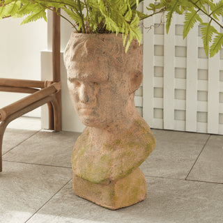 WEATHERED GARDEN MALE BUST PLANTER