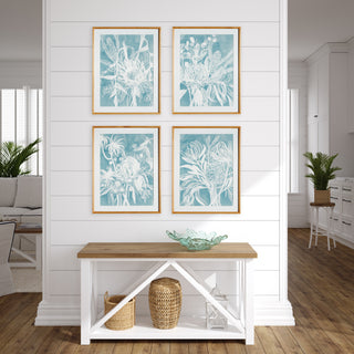 PROTEA ABSTRACT PRINTS IN SOFT BLUE, SET OF 4
