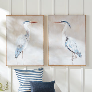 HERON PAIR HAND-EMBELLISHED GICLEES, SET OF 2
