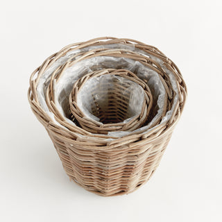 NORMANDY TAPERED BASKET PLANTERS, SET OF 3