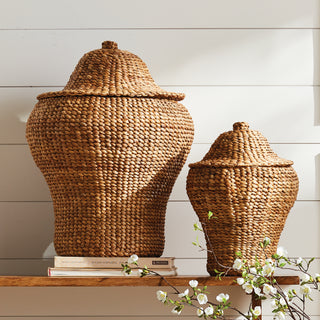 WATER HYACINTH GINGER JARS, SET OF 2