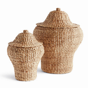 WATER HYACINTH GINGER JARS, SET OF 2