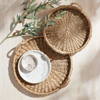 SAWYER ROUND TRAYS WITH HANDLES, SET OF 2