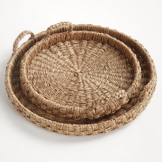 SAWYER ROUND TRAYS WITH HANDLES, SET OF 2