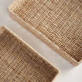 JULIET ABACA NESTING RECTANGULAR TRAYS, SET OF 2