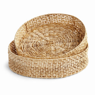 JULIET ABACA ROUND TRAYS, SET OF 2