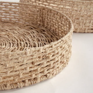 JULIET ABACA ROUND TRAYS, SET OF 2