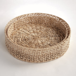 JULIET ABACA ROUND TRAYS, SET OF 2