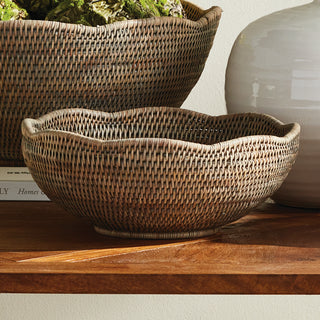 BURMA RATTAN SCALLOPED EDGE BOWL