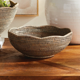 BURMA RATTAN SCALLOPED EDGE BOWL