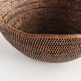 BURMA RATTAN SCALLOPED EDGE BOWL LARGE