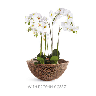 BURMA RATTAN SCALLOPED EDGE BOWL LARGE