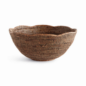 BURMA RATTAN SCALLOPED EDGE BOWL LARGE