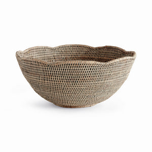 BURMA RATTAN SCALLOPED EDGE BOWL LARGE