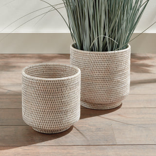 BURMA RATTAN CACHEPOTS LARGE, SET OF 2