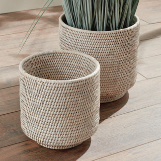 BURMA RATTAN CACHEPOTS LARGE, SET OF 2