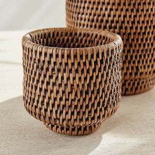 BURMA RATTAN CACHEPOTS SMALL, SET OF 2