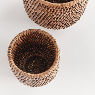 BURMA RATTAN CACHEPOTS SMALL, SET OF 2
