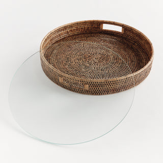 BURMA RATTAN ROUND SERVING TRAY LARGE