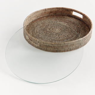 BURMA RATTAN ROUND SERVING TRAY LARGE