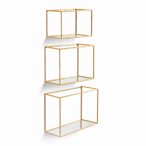 DAPHNE MIRRORED WALL SHELVES, SET OF 3
