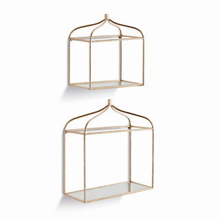 ABBEY MIRRORED WALL SHELVES, SET OF 2